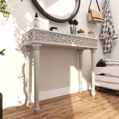 Farmhouse Mango Wood Console Table - Olivia & May 12 Farmhouse Mango Wood Console Table - Olivia & May - Image 10