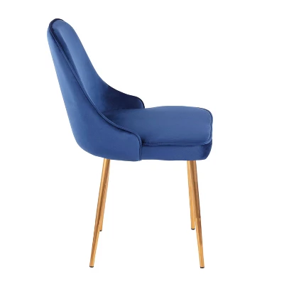Set Of 2 Marcel Contemporary Dining Chair Gold/Blue Velvet - LumiSource 4 Set Of 2 Marcel Contemporary Dining Chair Gold/Blue Velvet - LumiSource - Image 2