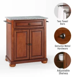Alexandria Granite Top Portable Kitchen Island/Cart Cherry/Gray - Crosley -Famous Furniture Store GUEST dcdb45c2 c8c7 4712 8674 680c160fd504