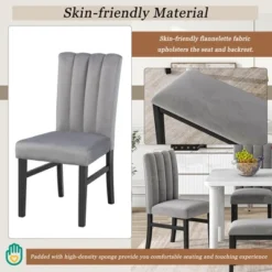 6 PCS Dining Table Set With Marble Veneer Table And 4 Flannelette Upholstered Dining Chairs & Bench-ModernLuxe 15 6 PCS Dining Table Set With Marble Veneer Table And 4 Flannelette Upholstered Dining Chairs & Bench-ModernLuxe -Famous Furniture Store GUEST dce5fa96 5bb1 496b 8d92 5fd729621629