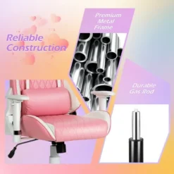 Costway Gaming Chair Racing Style Adjustable Swivel Computer Office Chair Pink -Famous Furniture Store GUEST dea8ca8d 090c 4eea 95fb 144bdf5bc310