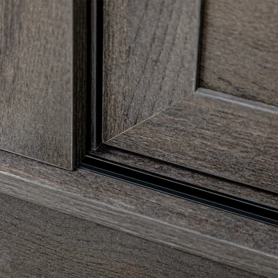 HOMCOM Farmhouse Coffee Bar Cabinet, Kitchen Sideboard, Buffet Cabinet With Sliding Barn Door And 3 Storage Drawers For Living Room, Dark Gray 6 HOMCOM Farmhouse Coffee Bar Cabinet, Kitchen Sideboard, Buffet Cabinet With Sliding Barn Door And 3 Storage Drawers For Living Room, Dark Gray - Image 4