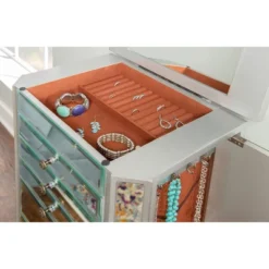 Aislin Jewelry Armoire Mirror/Silver - Powell Company -Famous Furniture Store GUEST df221d86 0ec5 423d b321 22c898bab998