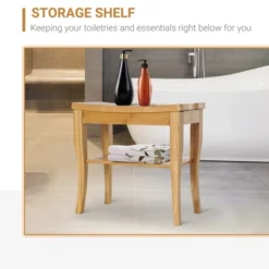 HOMCOM Long Bamboo Shower Bench Seat, 20" Wooden Spa Shower Stool With Underneath Storage Shelf Shoe Organizer 12 HOMCOM Long Bamboo Shower Bench Seat, 20" Wooden Spa Shower Stool With Underneath Storage Shelf Shoe Organizer -Famous Furniture Store GUEST df3a8211 d7be 4445 98c3 71682002e659