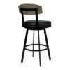 30" Frisco Faux Leather Metal Barstool Black/Gray Wood Back - Armen Living -Famous Furniture Store GUEST df9b7e88 ecb0 4285 a83c 49431b8d74e6