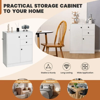 Costway Kitchen Storage Cabinet 2 Drawer Sideboard Floor Cupboard With Adjustable Shelves 9 Costway Kitchen Storage Cabinet 2 Drawer Sideboard Floor Cupboard With Adjustable Shelves - Image 7