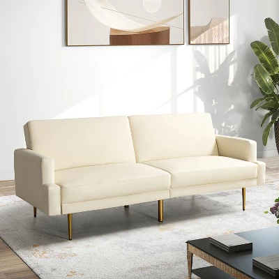 Lanna 76"Wide Vegan Leather Modern Style Convertible Futon Sofa Bed For Living Room Guest Bedroom | ARTFUL LIVING DESIGN 13 Lanna 76"Wide Vegan Leather Modern Style Convertible Futon Sofa Bed For Living Room Guest Bedroom | ARTFUL LIVING DESIGN - Image 11