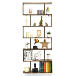 Tangkula 2 PCS 6-Tier S-Shaped Wooden Bookshelf Storage Bookcase Multifunctional Display Stand Shelf -Famous Furniture Store GUEST e193eadc 4226 48fa ac3a efca24bcaad2