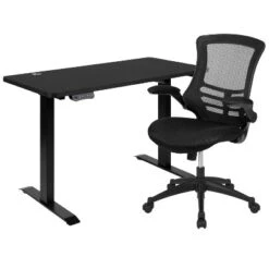 Flash Furniture 48"W X 24"D Electric Height Adjustable Standing Desk With Mesh Swivel Ergonomic Task Office Chair -Famous Furniture Store GUEST e1bb74cf 6fad 4419 90fe 08e14f0da9a5