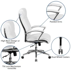 Merrick Lane High-Back Office Chair With Padded Arms Ergonomic Executive Swivel Task Chair With Headrest -Famous Furniture Store GUEST e1c882be 7da7 4ffd 9c41 9937dab22829