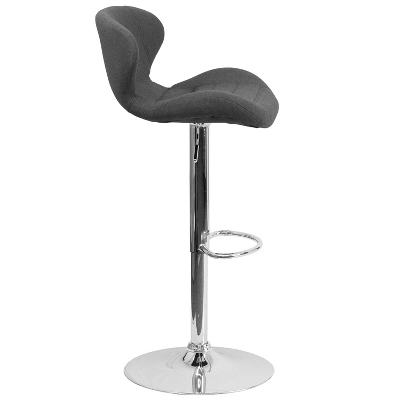 Merrick Lane Adjustable Height Barstool Contemporary Bar Height Stool With Curved Back And Metal Base With Footrest 4 Merrick Lane Adjustable Height Barstool Contemporary Bar Height Stool With Curved Back And Metal Base With Footrest - Image 2