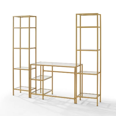 3pc Aimee Desk And Etagere Set Soft Gold - Crosley 8 3pc Aimee Desk And Etagere Set Soft Gold - Crosley - Image 6