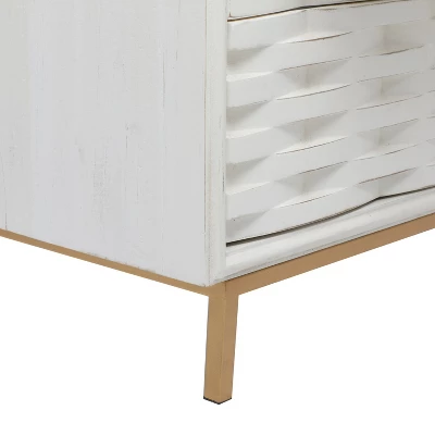 Contemporary Carved Woven Pattern 3 Drawer Wood Cabinet White - Olivia & May 6 Contemporary Carved Woven Pattern 3 Drawer Wood Cabinet White - Olivia & May - Image 4
