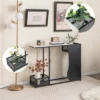 Costway 43.5'' Console Table With Faux Marble Top & 2 Storage Compartments Entryway Hallway