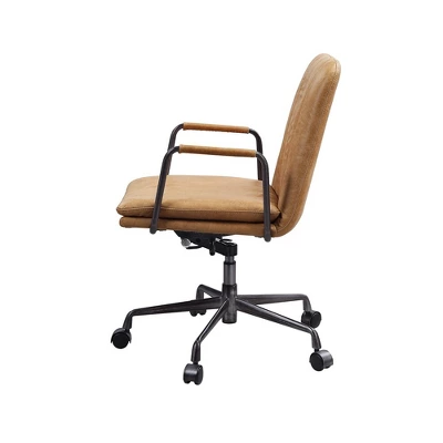 Simple Relax Top Grain Leather Upholstered Office Chair In Rum 4 Simple Relax Top Grain Leather Upholstered Office Chair In Rum - Image 2