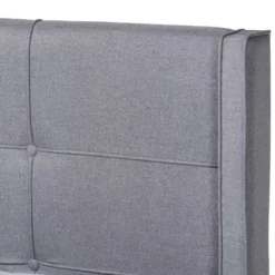 King Edmond Fabric Upholstered Wood Platform Bed Gray/Ash Walnut - Baxton Studio -Famous Furniture Store GUEST e2935240 3df6 47eb 90cc 906abdb199a9
