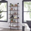 Modern Industrial 6-Tier Iron Pipe Wall Mount Ladder Shelf Distressed Wood - Danya B. -Famous Furniture Store GUEST e29c9420 545c 405c ae0b 69846e0750d4