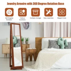 Costway 360degree Rotatable Jewelry Cabinet 2-in-1 Lockable Mirrored Organizer 18 Costway 360degree Rotatable Jewelry Cabinet 2-in-1 Lockable Mirrored Organizer -Famous Furniture Store GUEST e31daade 0ef0 43f2 87ba 13b46742cf54