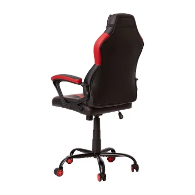 Emma And Oliver Ergonomic High Back Swivel Gaming Chair With Diamond Stitch Black Faux Leather Upholstery With Red Accent Stripes, Padded Arms 4 Emma And Oliver Ergonomic High Back Swivel Gaming Chair With Diamond Stitch Black Faux Leather Upholstery With Red Accent Stripes, Padded Arms - Image 2