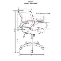 Mesh Task Office Chair With Flip Up Arms Blue - Techni Mobili -Famous Furniture Store GUEST e5d32c1a 42b7 4ddf ae5c f00070ec710c