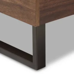 King Mitchell Rustic Industrial Walnut Wood And Faux Leather Metal Platform Bed White - Baxton Studio -Famous Furniture Store GUEST e601a215 dd1e 49f6 b32d 09ecaf1755f5