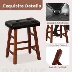 Costway Set Of 2 Upholstered Barstools 24''/29'' Backless Rubberwood Dining Chairs Black&Brown 19 Costway Set Of 2 Upholstered Barstools 24''/29'' Backless Rubberwood Dining Chairs Black&Brown -Famous Furniture Store GUEST e655ae58 d5fb 4f9e 9239 bf4f6dcee30b