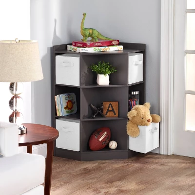 Badger Basket Corner Cubby Storage Unit With 4 Reversible Baskets Charcoal 4 Badger Basket Corner Cubby Storage Unit With 4 Reversible Baskets Charcoal - Image 2