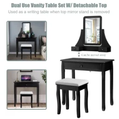 Costway Square Mirror Dressing Table Set Makeup Vanity For Bedroom, Living Room White/Black 17 Costway Square Mirror Dressing Table Set Makeup Vanity For Bedroom, Living Room White/Black -Famous Furniture Store GUEST e6858908 284e 4612 ae7b 448644fea28b