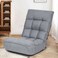 Costway 4-Position Floor Chair Folding Lazy Sofa W/Adjustable Backrest& Headrest Gray -Famous Furniture Store GUEST e6cce768 07c7 4a35 8f7c 06957bfee25c