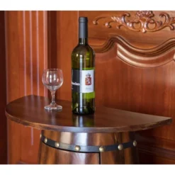 Vintiquewise Rustic Lockable Barrel Shaped Wine Bar Cabinet Wooden End Table -Famous Furniture Store GUEST e6fc2bc8 a4af 49f9 80b0 7f893338e319