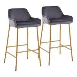 Set Of 2 Daniella Metal/Velvet Barstools - LumiSource -Famous Furniture Store GUEST e7105bef a595 44e2 a28b c70aeac8171c