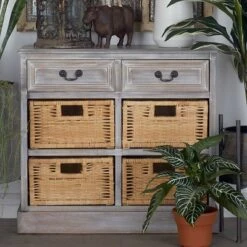 Wood Storage Accent Chest 4 Wicker Basket Drawers Taupe - Olivia & May -Famous Furniture Store GUEST e72be4dc 4e8c 4851 ab70 294761fa5757