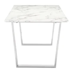 Modern Rectangular Faux Marble Dining Table - Stone, Brushed Stainless Steel - ZM Home -Famous Furniture Store GUEST e754115b ddd4 483a b5f3 caf5932c099d