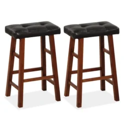 Costway Set Of 2 Upholstered Barstools 24''/29'' Backless Rubberwood Dining Chairs Black&Brown 21 Costway Set Of 2 Upholstered Barstools 24''/29'' Backless Rubberwood Dining Chairs Black&Brown -Famous Furniture Store GUEST e81602d2 8f7e 4a90 bab4 9442fa9d0d92