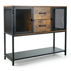 Costway Industrial Buffet Sideboard Kitchen Cupboard W/ Metal Mesh Doors & 2 Drawers -Famous Furniture Store GUEST e8544af3 e3d9 451f 96c5 0ffe4f943a78