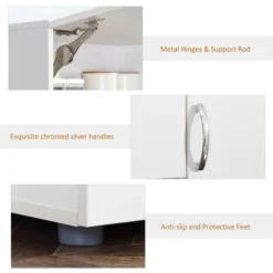 HOMCOM 66" Buffet With Hutch, Freestanding Kitchen Pantry With 2 Large Cabinets, 1 Pull Up Cabinet, 3 Drawers & Wide Countertop, White -Famous Furniture Store GUEST e88114fb ec7a 4780 8bb0 d8c7d31a12de