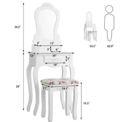 Costway White Vanity Jewelry Makeup Dressing Table Stool Drawer 12 Costway White Vanity Jewelry Makeup Dressing Table Stool Drawer -Famous Furniture Store GUEST e890cfd3 69af 44a9 a0ac 50b99d1ab74e