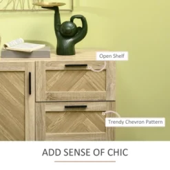 HOMCOM 61.5"L Buffet Cabinet, Rustic Sideboard With Storage Cabinets, Drawers And Adjustable Shelves For Living Room, Dining Room, Kitchen, Oak -Famous Furniture Store GUEST e8b13248 660d 4c84 b54e 9f1ca86ce396