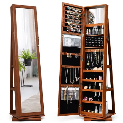 Costway 360degree Rotatable Jewelry Cabinet 2-in-1 Lockable Mirrored Organizer 12 Costway 360degree Rotatable Jewelry Cabinet 2-in-1 Lockable Mirrored Organizer - Image 10