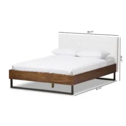 King Mitchell Rustic Industrial Walnut Wood And Faux Leather Metal Platform Bed White - Baxton Studio -Famous Furniture Store GUEST eb049489 6297 400f a754 dcf68e3a9e41