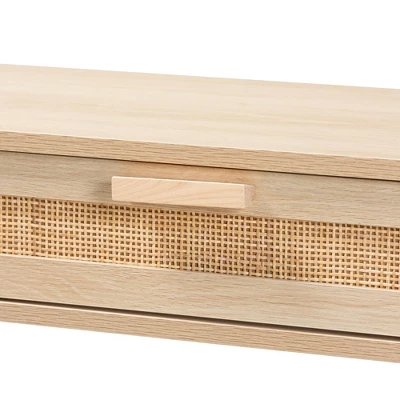 Sebille Wood With Natural Rattan 2 Drawer Console Table Light Brown - Baxton Studio 6 Sebille Wood With Natural Rattan 2 Drawer Console Table Light Brown - Baxton Studio - Image 4
