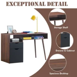 Costway Computer Desk PC Writing Table Study Workstation Drawer & Cabinet With Wood Legs 16 Costway Computer Desk PC Writing Table Study Workstation Drawer & Cabinet With Wood Legs -Famous Furniture Store GUEST eb69df4d 4797 499b 8262 e2487d503701