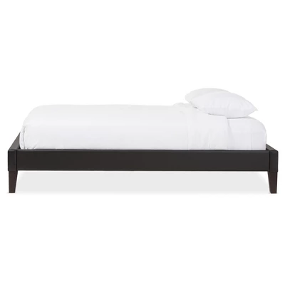 Lancashire Modern And Contemporary Faux Leather Upholstered Bed Frame With Tapered Legs - Baxton Studio 3 Lancashire Modern And Contemporary Faux Leather Upholstered Bed Frame With Tapered Legs - Baxton Studio