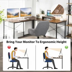 Costway L-Shaped Reversible Computer Desk 2-Person Long Table W/Monitor Stand 20 Costway L-Shaped Reversible Computer Desk 2-Person Long Table W/Monitor Stand -Famous Furniture Store GUEST eb99e8ce 3783 4d03 9949 8c5cdf99909c