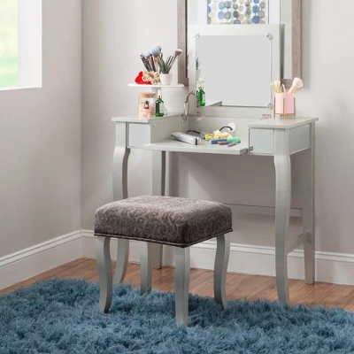 Harper Vanity Set Silver - Linon 14 Harper Vanity Set Silver - Linon - Image 12