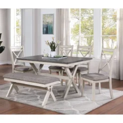 60" Arga Transitional Wood Dining Table Gray/Antique White - HOMES: Inside + Out 8 60" Arga Transitional Wood Dining Table Gray/Antique White - HOMES: Inside + Out -Famous Furniture Store GUEST ed1857c5 b31c 4196 97c2 15cff5fd493a