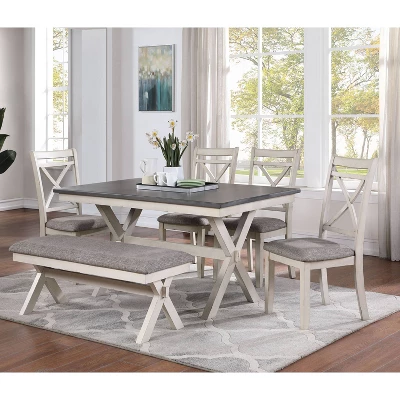 60" Arga Transitional Wood Dining Table Gray/Antique White - HOMES: Inside + Out 5 60" Arga Transitional Wood Dining Table Gray/Antique White - HOMES: Inside + Out - Image 3