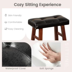 Costway Set Of 2 Upholstered Barstools 24''/29'' Backless Rubberwood Dining Chairs Black&Brown 16 Costway Set Of 2 Upholstered Barstools 24''/29'' Backless Rubberwood Dining Chairs Black&Brown -Famous Furniture Store GUEST ed472b27 4d14 4b14 ab73 4683b55f3a50