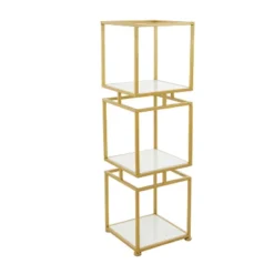 Glam Metal Marble Square Shelving Unit 3 Tier Gold - Olivia & May -Famous Furniture Store GUEST ed63ae70 bd0a 4ff7 bbbf 379195a50f7c