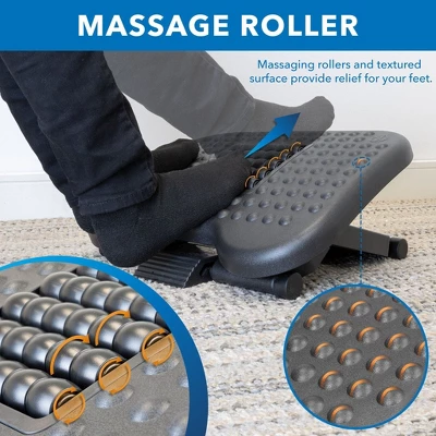 Mount-It! Under Desk Office Footrest With 3-Level Height Adjustment And Rolling Massaging Surface | 17 X 13 Inches 4 Mount-It! Under Desk Office Footrest With 3-Level Height Adjustment And Rolling Massaging Surface | 17 X 13 Inches - Image 2